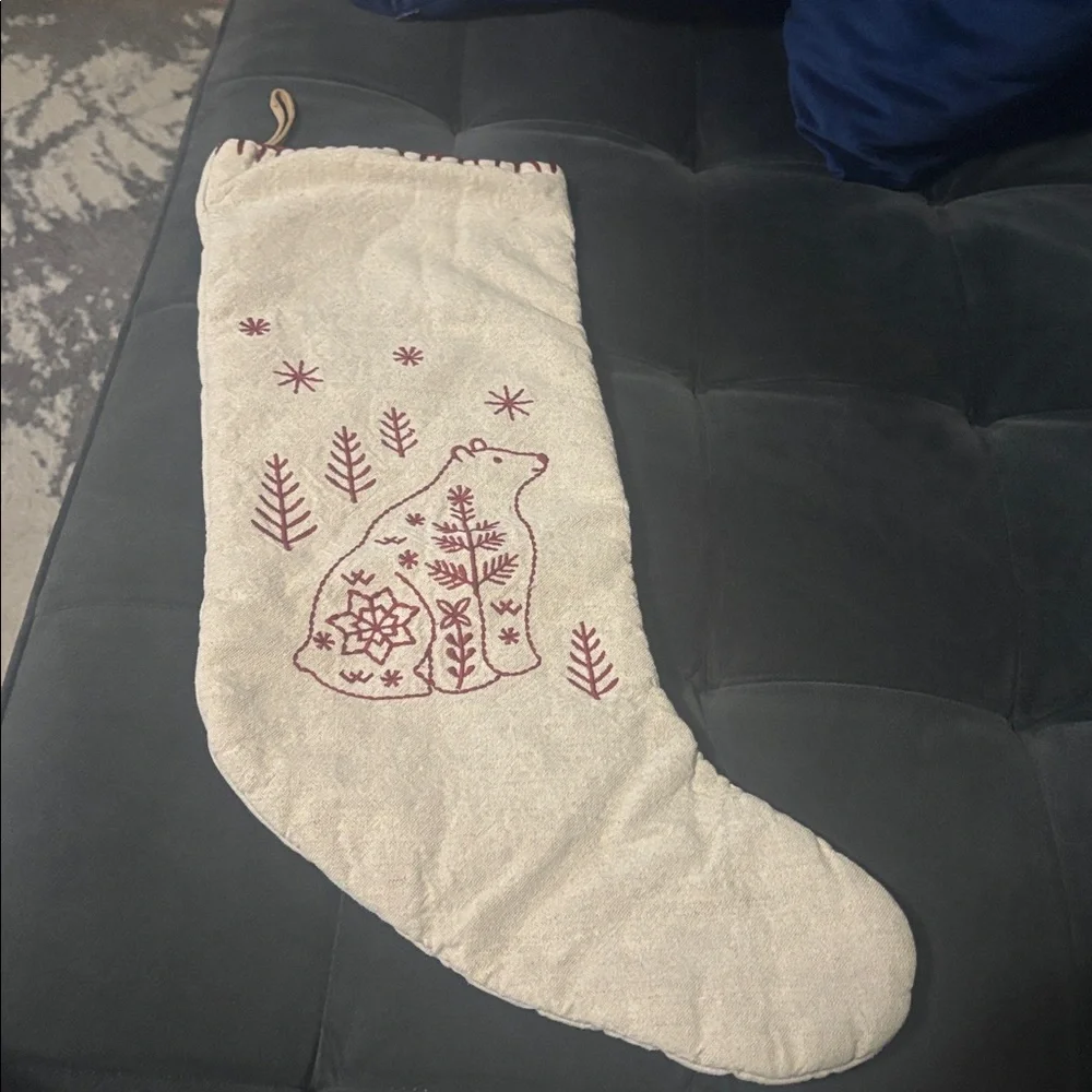 Crake & Kids  Bear Linen Kids Christmas Stocking
